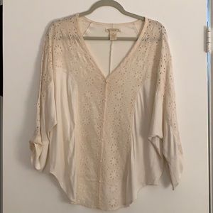 Embroidered silk and bamboo blouse